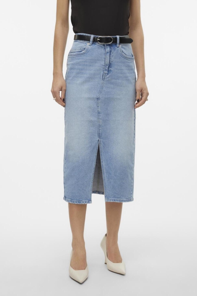 VMVERI HR CALF DENIM SKIRT GA MIX N 10295731 LIGHT BLUE DENIM